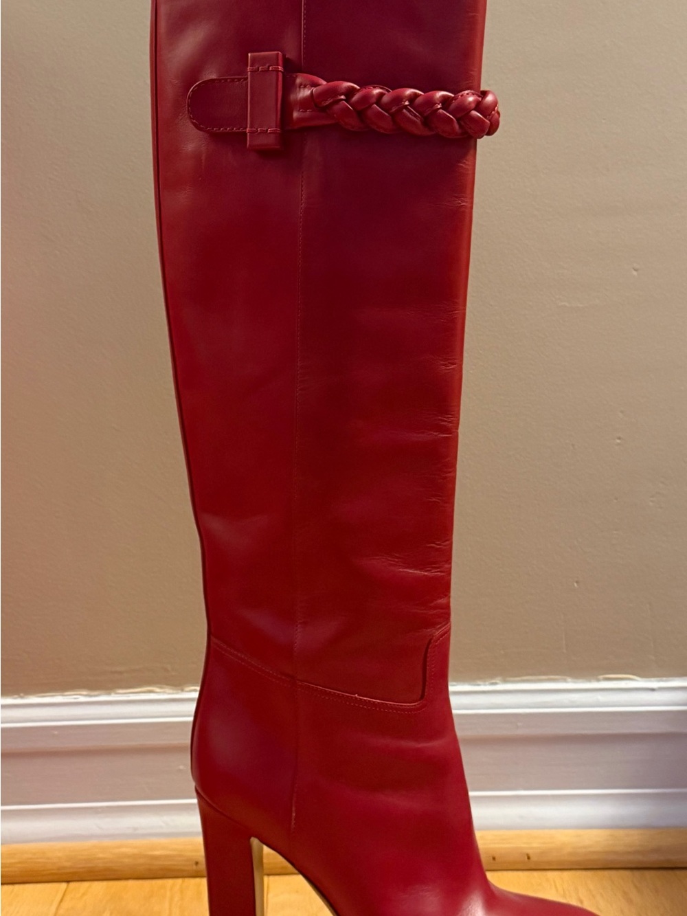 Valentino Garavani Knee-High Boots - Red Leather - EU 39.5 (US 9-9.5) - Picture 3 of 6